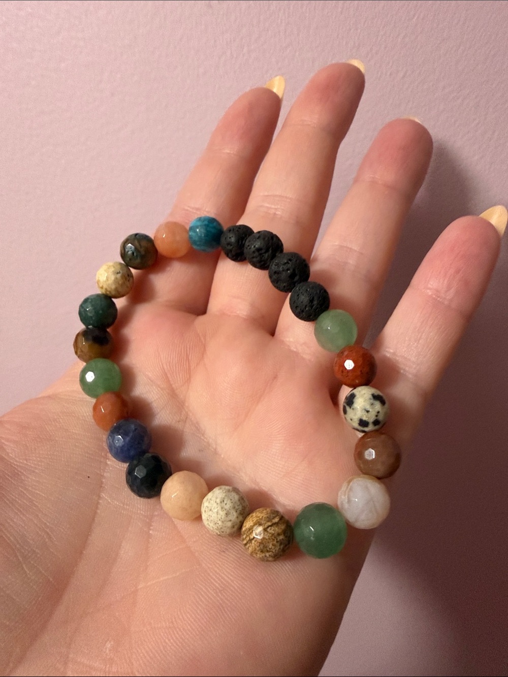 Multicolor Natural Stone Bead Stretch Bracelet